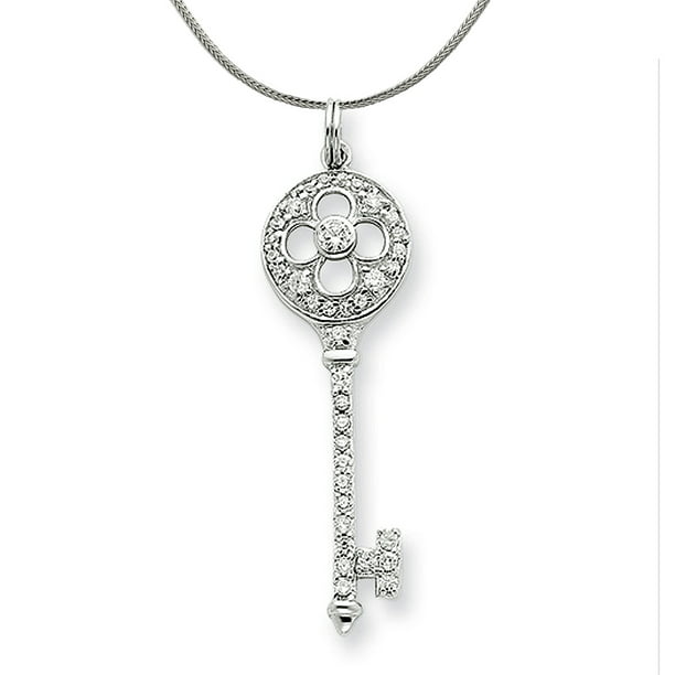 Key-encrusted diamond necklace 925 sterling silver necklace crystal pendant key necklace 